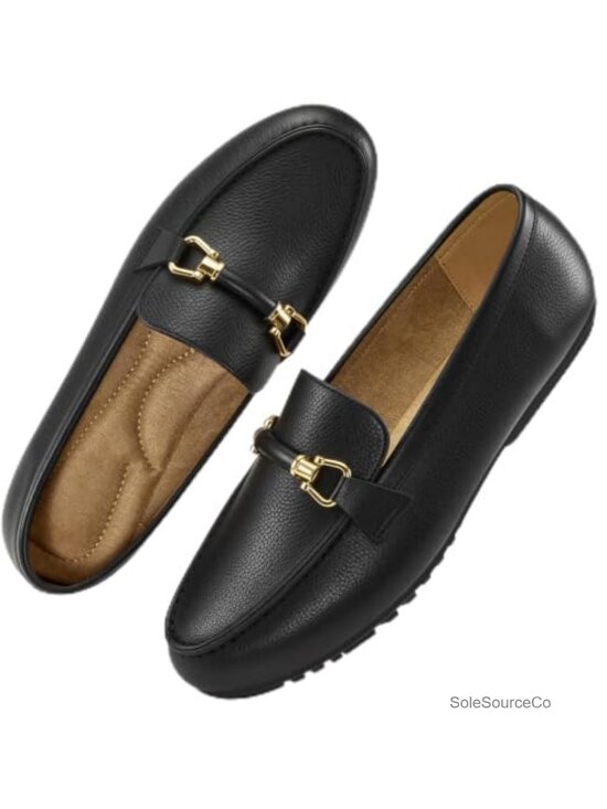 Shoes - Faux Leather Loafers Slip On Comfortable Work Flats Driving Mocc Penny Loafer